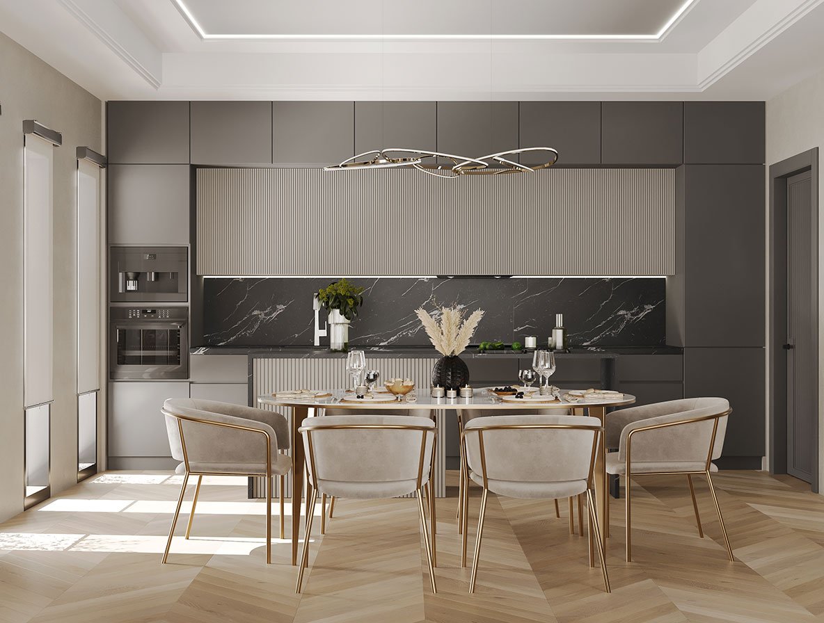 Fisher Island Nero Marquina & Fluted Slate Kitchen